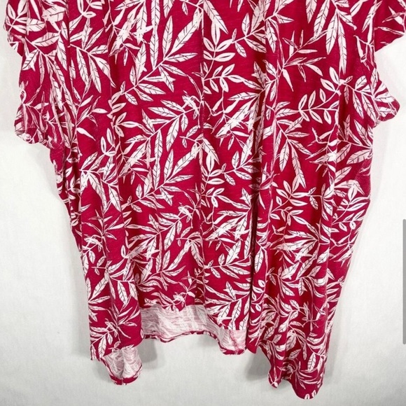 Woman Within Plus Size 3X Women’s Top 30W 32W Red Tropical Floral Print Cotton - Picture 7 of 11